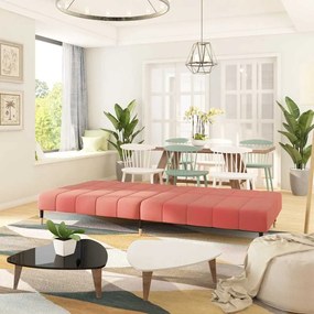 Sofá-cama de 2 lugares veludo rosa