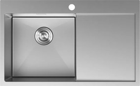 Mexen Exar lava-loiça de aço inoxidável de 1 bacia com escorredor à esquerda 780 x 480 mm, inox - 6433781010L-01