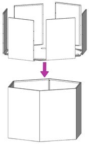 Vaso/floreira de jardim hexagonal 69x60x45 cm aço galvanizado
