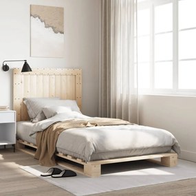 vidaXL Estrutura de cama com cabeceira 100x200cm pinho maciço