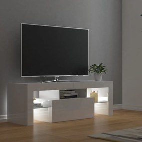 Móvel de TV com luzes LED 120x35x40 cm branco brilhante
