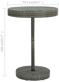 Mesa de jardim 75,5x106 cm vime PE cinzento