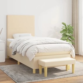 vidaXL Cama com molas/colchão 90x200 cm tecido cor crème