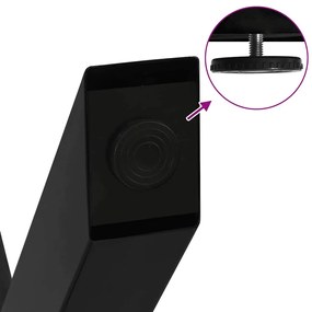 Pés de mesa de jantar em formato de X, 2 peças, preto, 80x (72-73) cm,