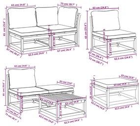11pcs conjunto lounge jardim c/almofadões madeira maciça acácia