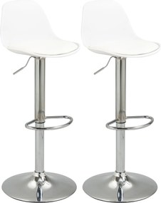 Conjunto de 2 bancos de bar e cadeiras altas de cozinha com encosto e apoio para os pés, altura ajustável, 41 x 42 x 82–104 cm, branco
