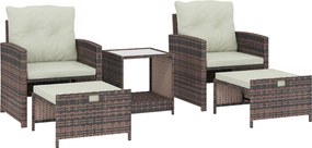 Outsunny Conjunto de Sala de Jardim Móveis de Jardim 5 Peças Salva-Espaço Castanho | Aosom Portugal