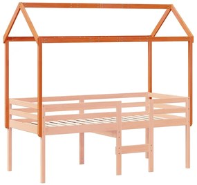 Telhado cama infantil 207x80,5x151,5 cm pinho castanho-mel