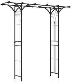 Arco treliça metálica decorativa de 206 cm para plantas trepadeiras, videiras, rosas, pátio, Preto