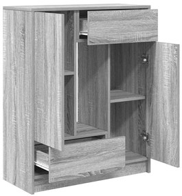 Aparador c/ gavetas e portas 73x31x90 cm sonoma cinzento