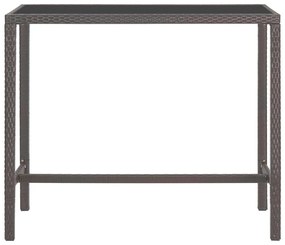 7 pcs conjunto de bar p/ jardim com almofadões vime PE castanho