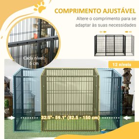 Parque para Cães de 6 Painéis com Largura Ajustável e Estrutura de Aço 82,5-150x79x81 cm Preto