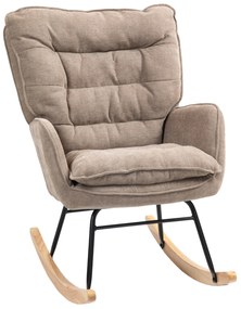 HOMCOM Cadeira de Balanço Assento Amplo Encosto Alto Estrutura de Faia Até 120 Kg Marrom | Aosom Portugal