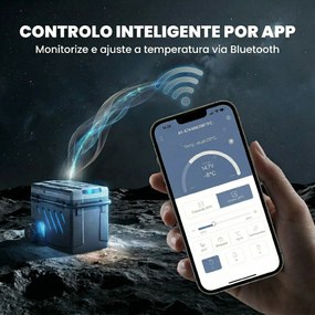 Geleira Portátil Elétrico 49 L com Compressor Dupla Zona Controlo por App Rodas Pega Telescópica -20 ℃ a 20 ℃ e Porta USB