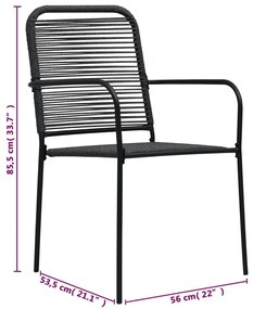 5 pcs conjunto de jantar p/ jardim corda de algodão e aço preto