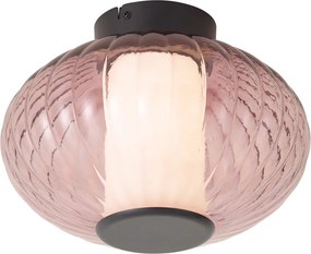 Plafon de design preto 28cm com vidro roxo incl. LED regulável em 3 níveis - Margherite