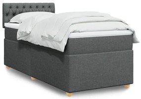 Cama com molas/colchão 90x190 cm tecido cinza-escuro