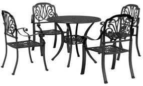 vidaXL 5 pcs conjunto de jantar para jardim alumínio fundido preto