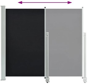 Toldo lateral retrátil para pátio 140x300 cm preto