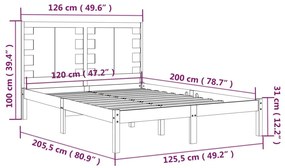 Cama sem colchão 120x200 cm madeira de pinho maciça