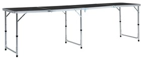 Mesa de campismo dobrável 240x60 cm alumínio cinzento