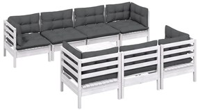 8 pcs conjunto lounge de jardim c/ almofadões pinho maciço