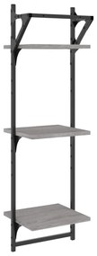 Estante 3 prateleiras c/ barras 2pcs 30x25x100 cm cinza sonoma