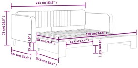 Sofá-cama com gavetão 90x190 cm veludo cinzento-claro