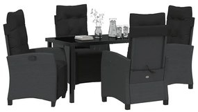 Conjunto de Jantar de Jardim 5 Peças Preto em Ratan Sintético