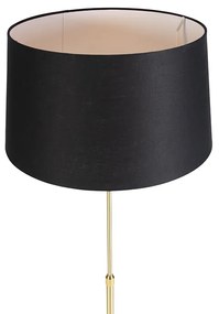 Candeeiro de pé ouro / latão com cúpula de linho preto 45 cm - Parte Design,Moderno