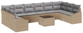Conjunto de Jantar de Jardim com 11 Peças e Almofadas Pretas em Rattan
