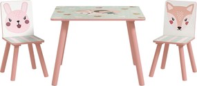 ZONEKIZ Conjunto de Mesa e Cadeiras para Crianças de 3 Peças Mesa Infantil com 2 Cadeiras Conjunto de Móveis para Atividades Rosa | Aosom Portugal