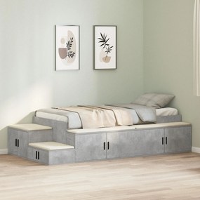 Cama de Armazenamento Cinza Concreto 75x190 cm
