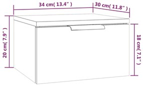 Mesa cabeceira montagem na parede 34x30x20 cm cinzento cimento