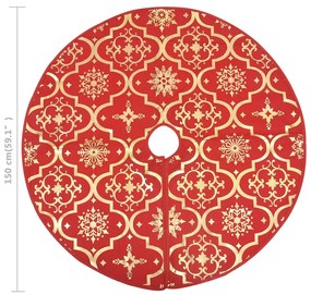 Saia de árvore de Natal luxuosa 150 cm com meia tecido vermelho