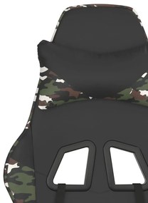 Cadeira gaming massagens couro artificial preto e camuflagem