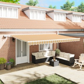 vidaXL Toldo Retrátil Manual com Riscas Multicoloridas de LED 500x300 cm