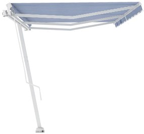 Toldo retrátil manual independente 600x350 cm azul e branco