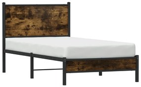 Estrutura de cama sem colchão 75x190 cm metal carvalho fumado