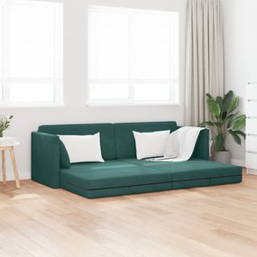 Sofá Cama de Piso 2 em 1 Verde Escuro 213x144x60 cm Veludo