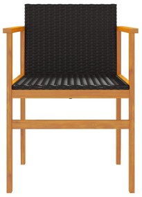 Cadeiras de jardim 2 pcs vime PE/madeira maciça preto