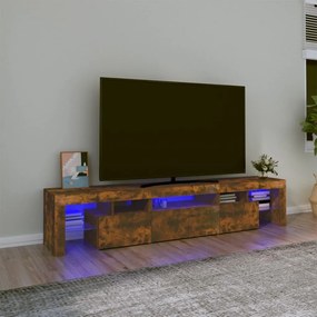 Móvel de TV com luzes LED 200x36,5x40 cm carvalho fumado