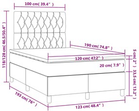 Cama boxspring com colchão 120x190 cm tecido azul