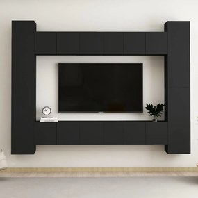 10 pcs conjunto de móveis de TV derivados de madeira preto