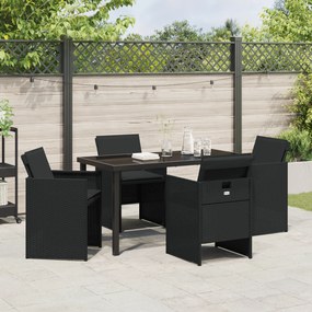 Conjunto de Jantar de Jardim vidaXL de 5 Peças com Almofadas Preto Rat