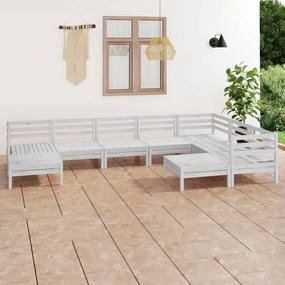 vidaXL 9 pcs conjunto lounge de jardim pinho maciço branco
