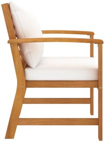 Cadeiras jardim 2 pcs c/ almofadões cor creme acácia maciça