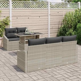 Conjunto de sofá de jardim com 6 peças e almofadas em rattan sintético