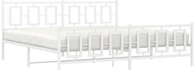 Estrutura de cama com cabeceira e pés 200x200 cm metal branco