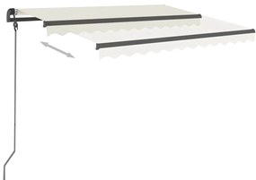 Toldo retrátil automático com postes 3x2,5 m cor creme